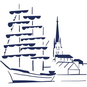Vieux gréement à quai Armada 2019 Rouen coussin Paulin peint à la main made in france