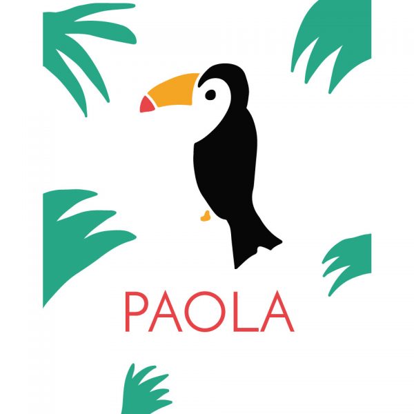 bannière cadeau de personnalisable 100% lin peint à la main Paulin Oiseau tropical